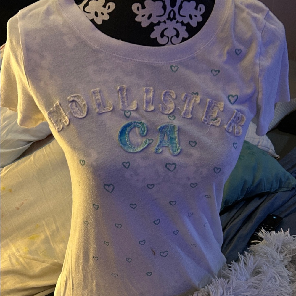 Hollister white Tee with Blue Accents